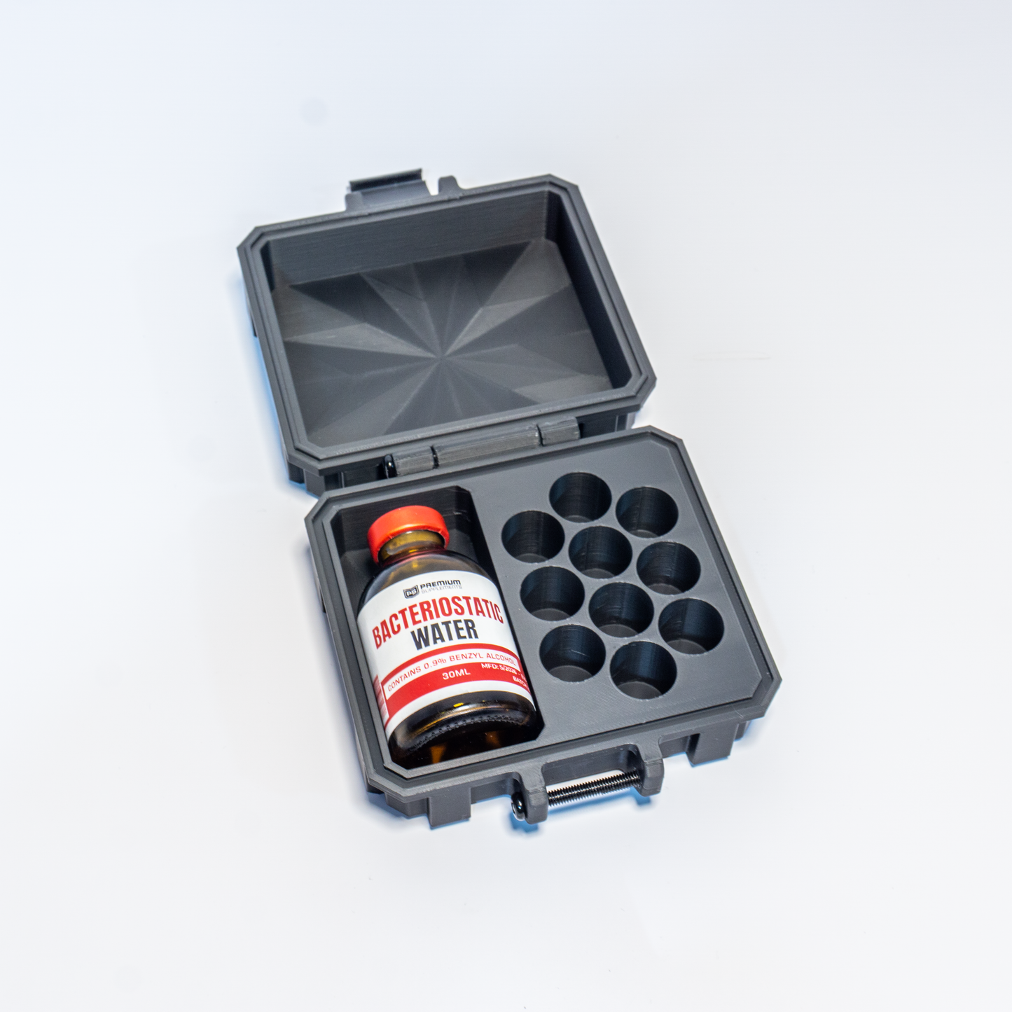 Mixed Vial Case — 10-Slot 3 mL Vial Case + 1 BAC Bottle Slot